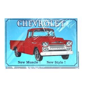 Vintage LOOK Tin Metal Sign Chevrolet Truck New Muscle New Style 18 x 12 In NEW